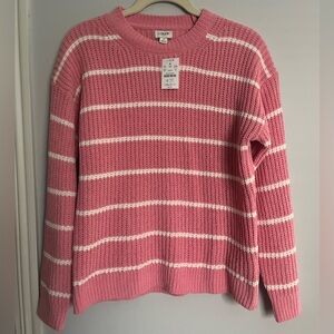 J. Crew Pink Striped Chenille Sweater NWT